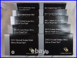 (10) 2012-S US Mint Silver Proof Sets OGP Box COA 140 Coins 90% Wholesale Lot (10) 2012-S US Mint Silver Proof Sets OGP Box COA 140 Coins 90% Wholesale Lot