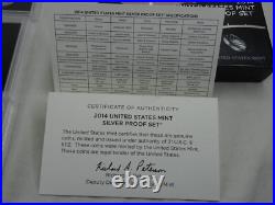 (10) 2014-S US Mint Silver Proof Sets with COA & Box 140 Coins Wholesale Lot