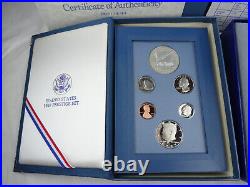 (14) 1986 & 1987 US Mint Prestige Proof Sets Silver Dollars Box & COA 91 Coins