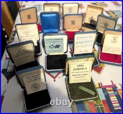 14 x VINTAGE SILVER PROOF COIN BOXES ONLY + 10 PAPERS ROYAL MINT
