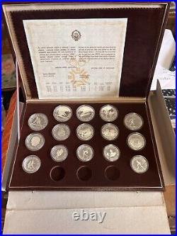 15 Silver Proof Coins Set Sarajevo 1984 Olympic Games Mint Box Coa