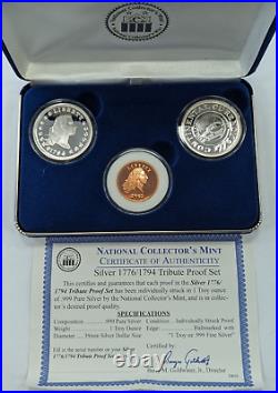 1776/1794 Continental 3-Medal Set 2x 1 oz 999 Silver Proof + Copper -Box/COA