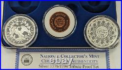 1776/1794 Continental 3-Medal Set 2x 1 oz 999 Silver Proof + Copper -Box/COA