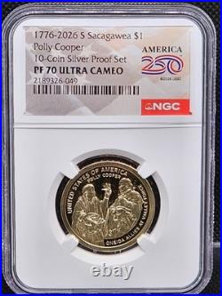 1776-2026 S Silver Proof 10 Coin Set NGC PF70 UCam 250th Label IN COLLECTOR BOX