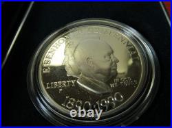 1890-1990 EISENHOWER Centennial PROOF U. S. Silver Dollar with Box & COA