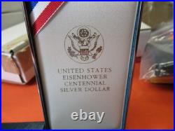 1890-1990 EISENHOWER Centennial PROOF U. S. Silver Dollar with Box & COA