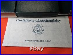 1890-1990 EISENHOWER Centennial PROOF U. S. Silver Dollar with Box & COA
