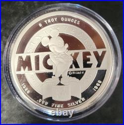 1928-1988 Mickey 5oz Fine Silver Proof, Sixty Years With You. Box No Cert