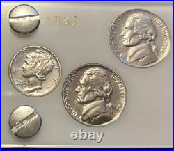1942 6 Coin US Mint PROOF Set Gem Coins in White Capital Holder Display Box 1942 6 Coin US Mint PROOF Set Gem Coins in White Capital Holder Display Box