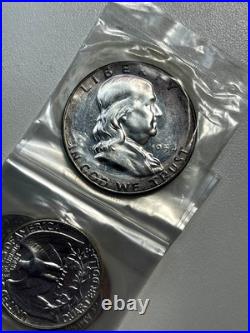 1954 Silver US Proof Set Comes in Original Box & Plastic Sleeves-Cameos/Toned