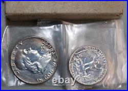 1954 US Proof Set 5 Coin Set 3 Silver Coins and Box 1c-50c All Original 1954 US Proof Set 5 Coin Set 3 Silver Coins and Box 1c-50c All Original