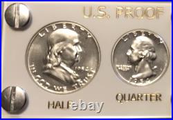 1954 US Silver Proof Set Frosty Gem Coins White Capital Holder Display Box