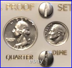 1954 US Silver Proof Set Frosty Gem Coins White Capital Holder Display Box