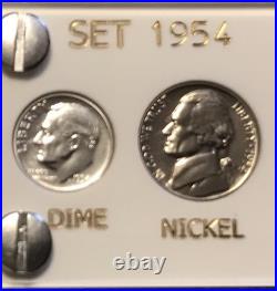 1954 US Silver Proof Set Frosty Gem Coins White Capital Holder Display Box