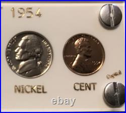 1954 US Silver Proof Set Frosty Gem Coins White Capital Holder Display Box