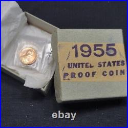 1955 SILVER PROOF SET OGP Green Box 5 Coin Set US Mint Intact Plastic F1128