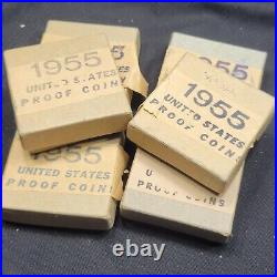 1955 SILVER PROOF SET OGP Green Box 5 Coin Set US Mint Intact Plastic F1128