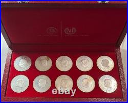 1969 Franklin Mint PROOF Republic of Tunisia Sterling Silver 10 Coin Set in Box