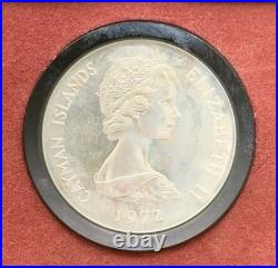 1972 Cayman Islands $25 Silver Proof QEII & Philip Anniversary Box COA-1.52 ASW