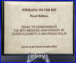 1972 Cayman Islands $25 Silver Proof QEII & Philip Anniversary Box COA-1.52 ASW