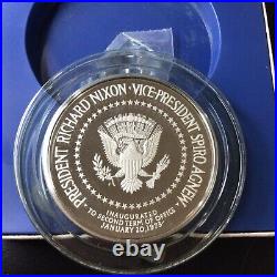 1973 PROOF Sterling Silver Inaugural Medal Nixon Agnew WITH BOX COA 5.91 ASW