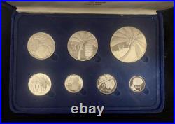 1974 Western Samoa Sterling Silver Proof Set 7 Coins in Original Box