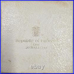 1975 129.5g. 925 Silver Proof Panama 20 Balboas in a Capsule With Box and COA