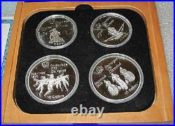1976 Canada 4 Silver Coin Set Montreal Olympics Box Coa 4.34 Troy Oz. Proof