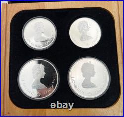 1976 Montreals Olympics Series V Silver Proof Coins in Wooden Display Box w COA