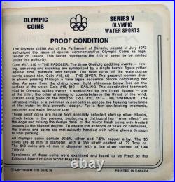 1976 Montreals Olympics Series V Silver Proof Coins in Wooden Display Box w COA