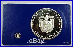 1976 Panama 20 Balboa Simon Bolivar 2 Pc. 925 Silver Proof Coin Set withBox & COA