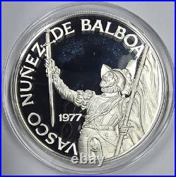 1977 129.59g. 925 Silver Proof UCAM Panama 20 Balboas Coin WithBox & COA