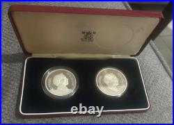1977 Jordan Silver Proof Coin Set 2.5 & 3 Dinars Wildlife Conservation Box