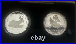 1977 Jordan Silver Proof Coin Set 2.5 & 3 Dinars Wildlife Conservation Box