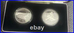 1977 Jordan Silver Proof Coin Set 2.5 & 3 Dinars Wildlife Conservation Box