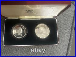1977 Jordan Silver Proof Coin Set 2.5 & 3 Dinars Wildlife Conservation Box