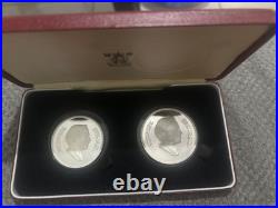 1977 Jordan Silver Proof Coin Set 2.5 & 3 Dinars Wildlife Conservation Box
