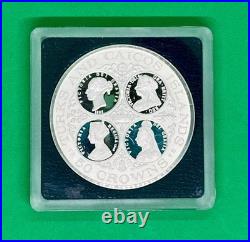 1977 Turks & Caicos 50 Crowns 1.6 Oz Silver Proof Victoria Cameos Sealed Box