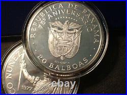1978 20 Balboa Panama Silver Proof Coin with Box