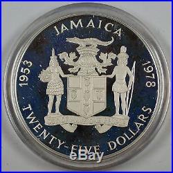 1978 Jamaica. 925 Sterling Silver Proof 25 Dollar Coin with Presentation Box
