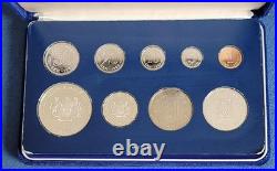 1979-1980 Malaysia 9 Coin Proof Set with Silver Proof coins, org box, certificate