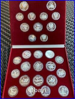 1980 Moscow Summer Olympics Russia USSR Silver 28 Coin Proof Set With Box