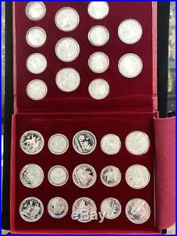 1980 RUSSIA USSR MOSCOW OLYMPICS PROOF SILVER SET (28) with COA 21 Oz -RED BOX