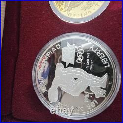 1983 1984 U. S. Olympics Gold & Silver Proof Commemorative 3 Coin Set with Box