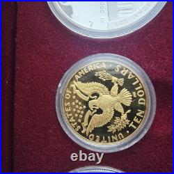 1983 1984 U. S. Olympics Gold & Silver Proof Commemorative 3 Coin Set with Box