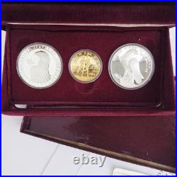 1983 1984 U. S. Olympics Gold & Silver Proof Commemorative 3 Coin Set with Box