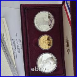 1983 1984 U. S. Olympics Gold & Silver Proof Commemorative 3 Coin Set with Box