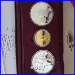 1983 1984 U. S. Olympics Gold & Silver Proof Commemorative 3 Coin Set with Box
