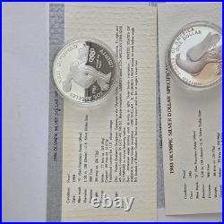 1983 1984 U. S. Olympics Gold & Silver Proof Commemorative 3 Coin Set with Box