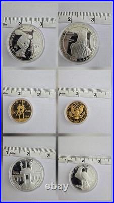 1983 1984 U. S. Olympics Gold & Silver Proof Commemorative 3 Coin Set with Box